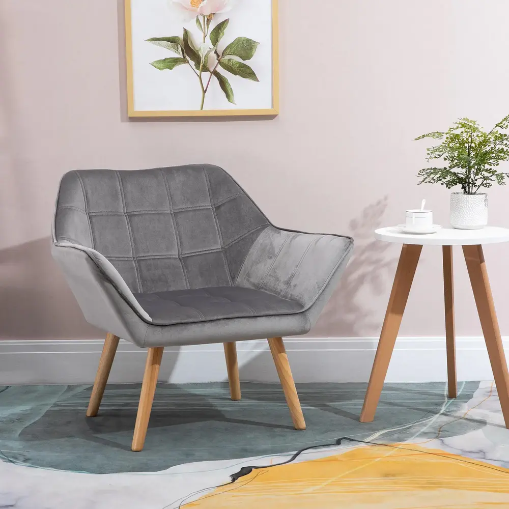 Vingstol Enkelstol Grå av Polyester 64 x 62 x 72,5 Cm