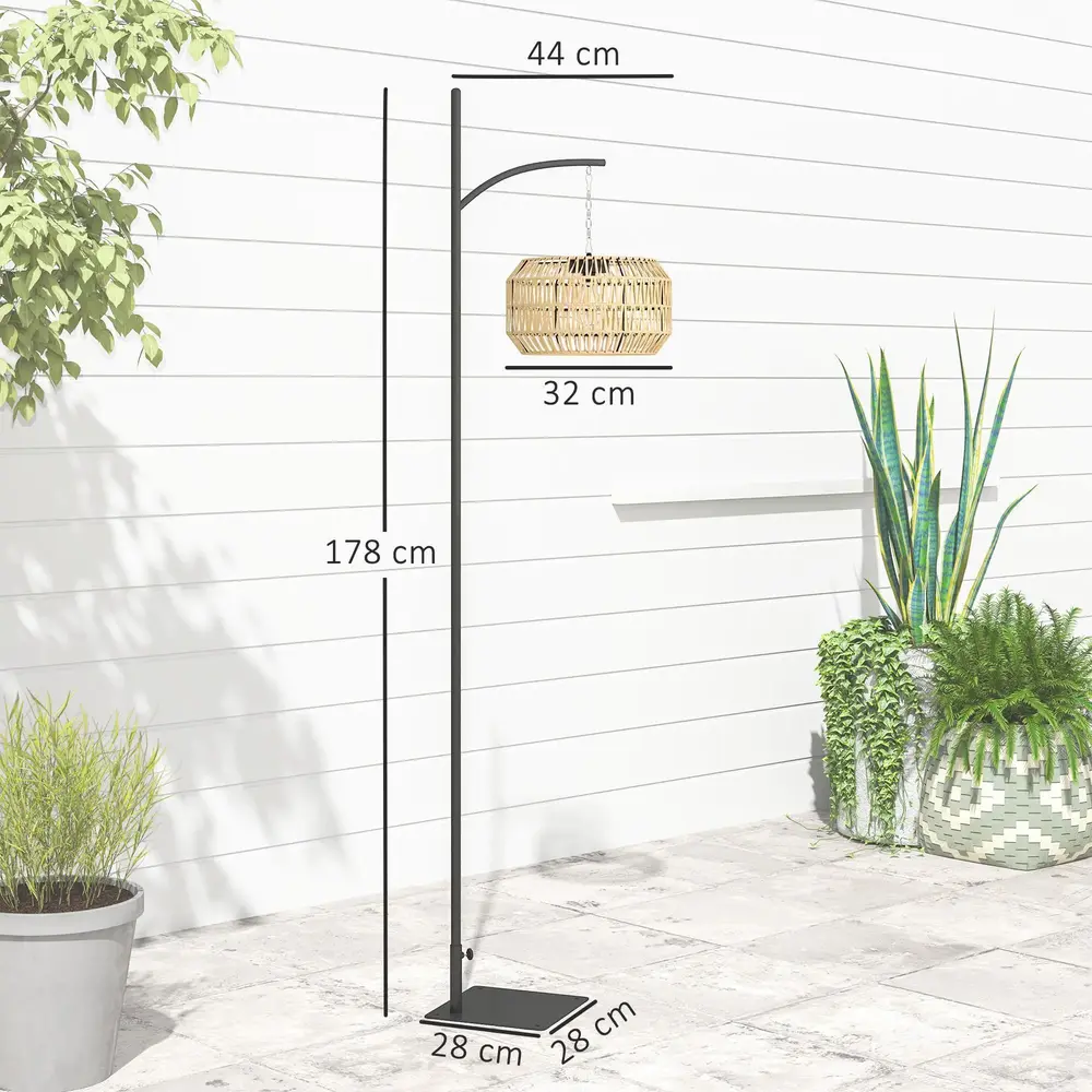 Solar Golvlampa Rottinglampa med Ljussensor Natur