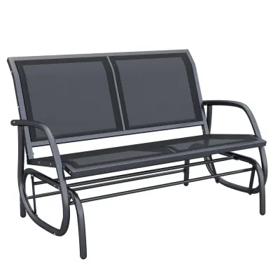 Gungstol och Trädgårdsbänk 2-Sits i Metall 120 cm, Svart