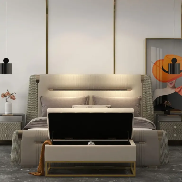 Bänk med Förvaringsutrymme Beige 110 x 44 x 49 cm