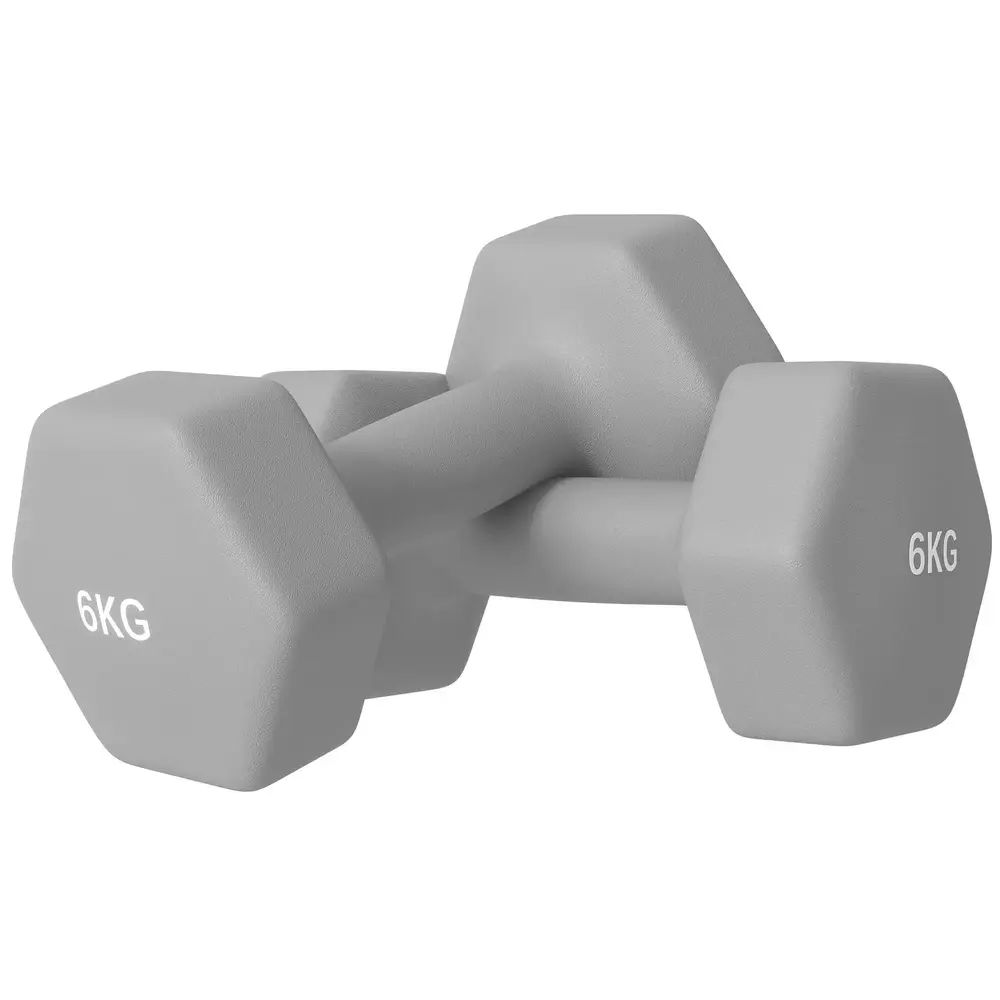 Hantelset 2 x 6 Kg med Sexkantig och Halkfria Grepp