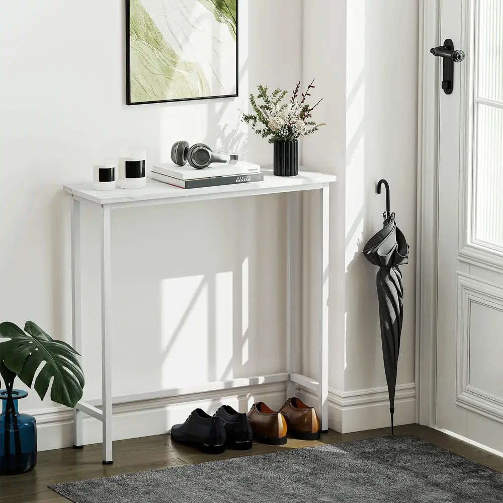 Konsolbord Hallbord med Fotkuddar och Tippskydd 75x24x76 Cm
