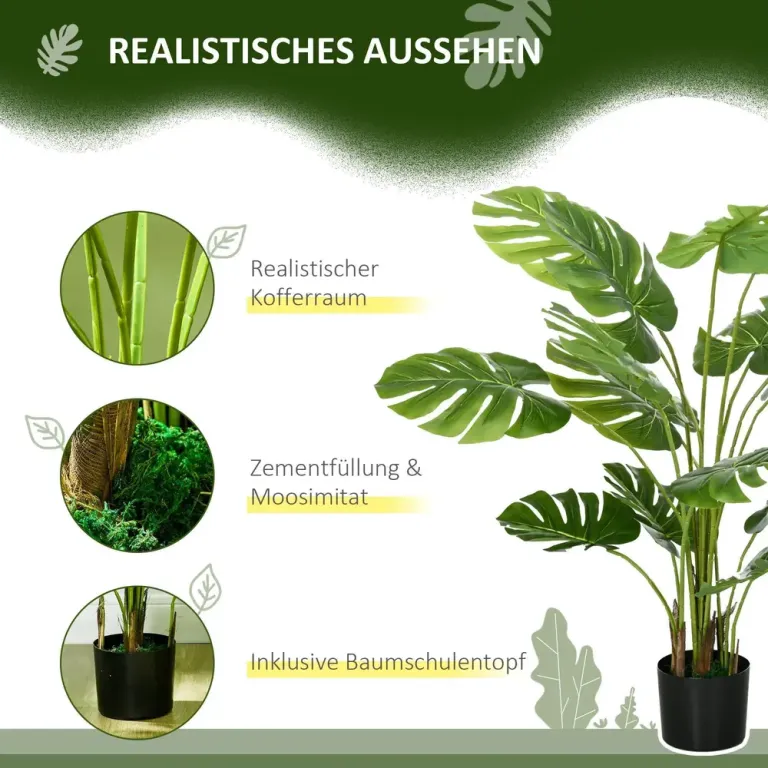 Konstväxt Monstera Deliciosa i Kruka 120 cm 17,5 x 120 cm