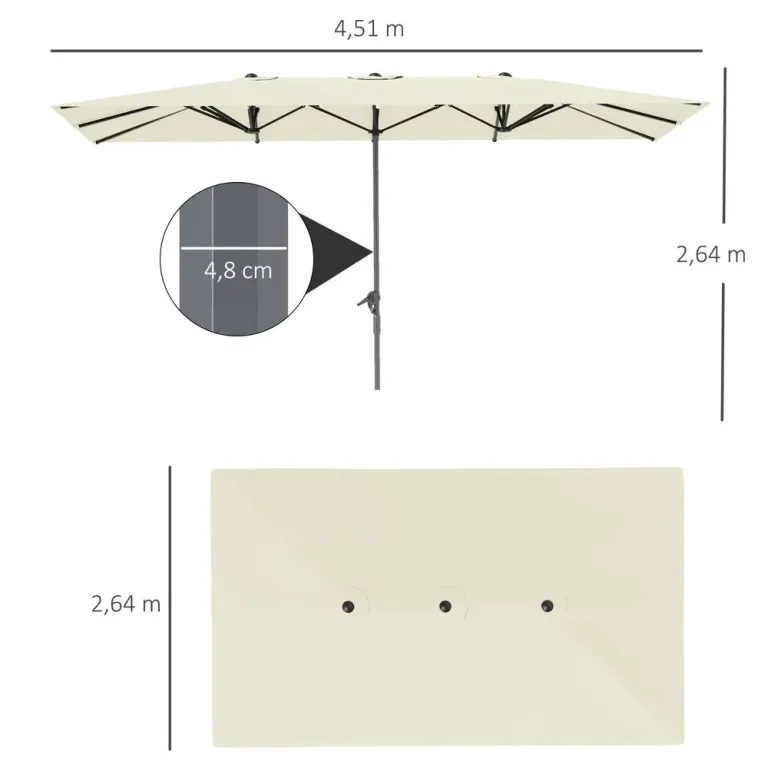 Dubbelparasoll Marknadsparasoll med Vev 451 x 264 cm