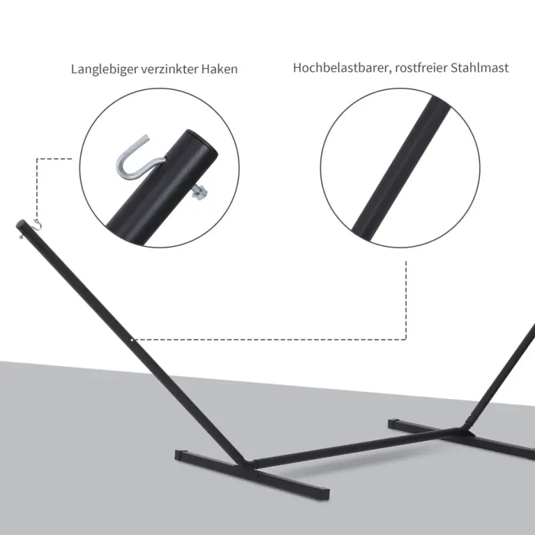 Hängmattsram Metall med Krokar Upp till 360 x 92 x 115 cm