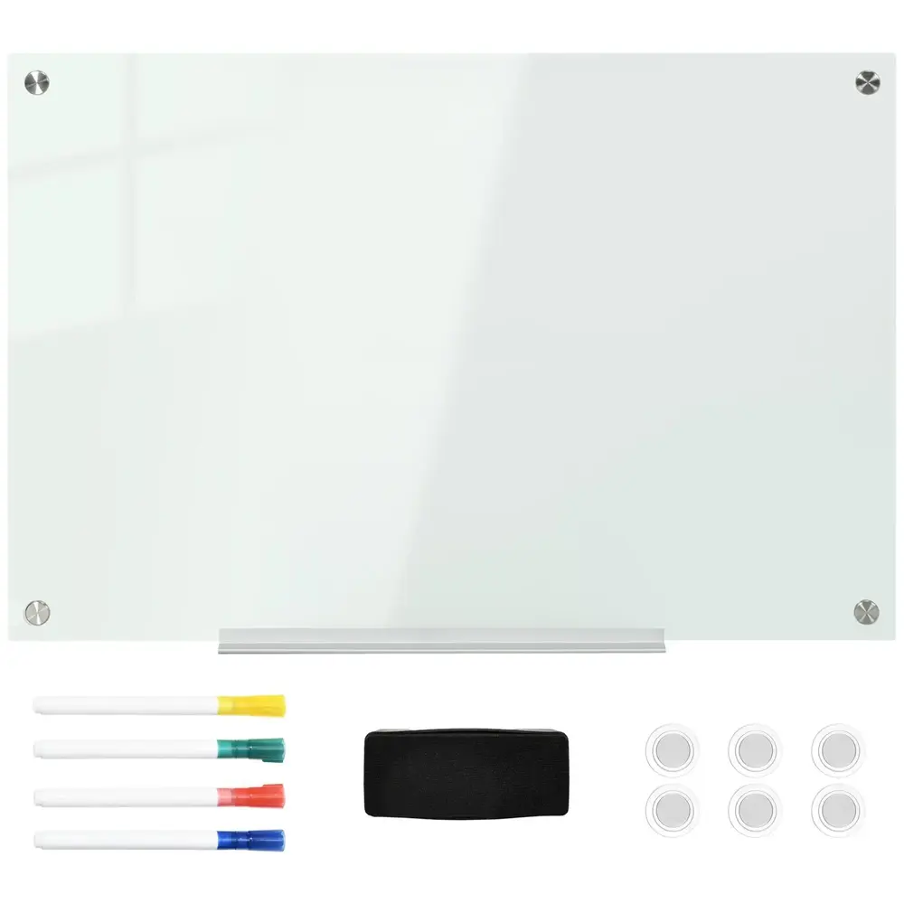 Whiteboard Magnettavla Vit av Glas och Metall 90 x 60 Cm