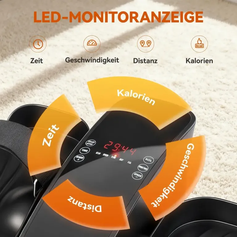 Elektrisk Mini-Pedaltränare med 12 Hastigheter, Svart