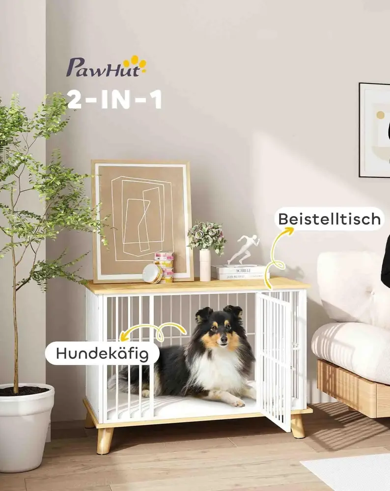 Hundbur Hundkennel Ek av Trä och Metall 86 x 60 x 70 Cm