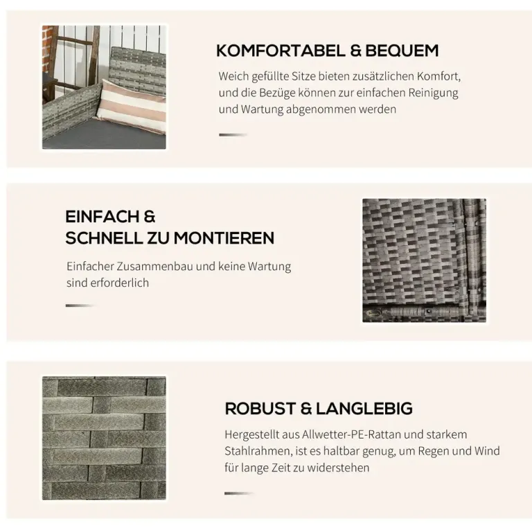 Konstsoffa Grå Konstrotting med Kuddar 173 x 68 x 78 cm