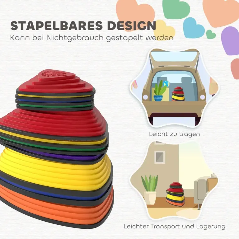 11-delad Stegstensset Stapelbar Färgglad Trittstenar Bunt Pack