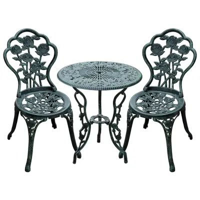 Bistroset 3 Delar Antikinspirerat Gjuten Aluminium Caféset