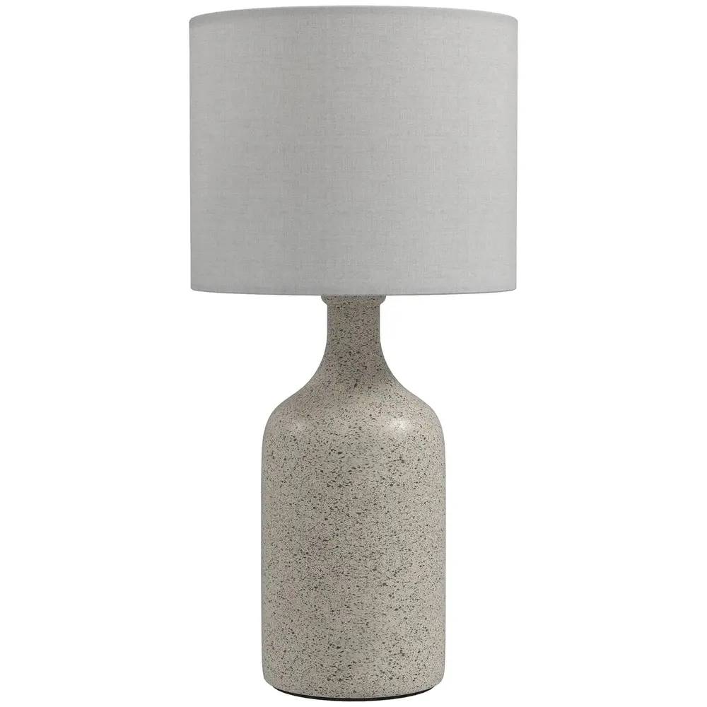 Bordslampa Keramik Sandbrun och Vit Tyg Sänglampa 45 Cm