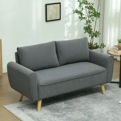 Soffa Loveseat 2-Sits Liten Mörkgrå 145 x 75 x 78 cm