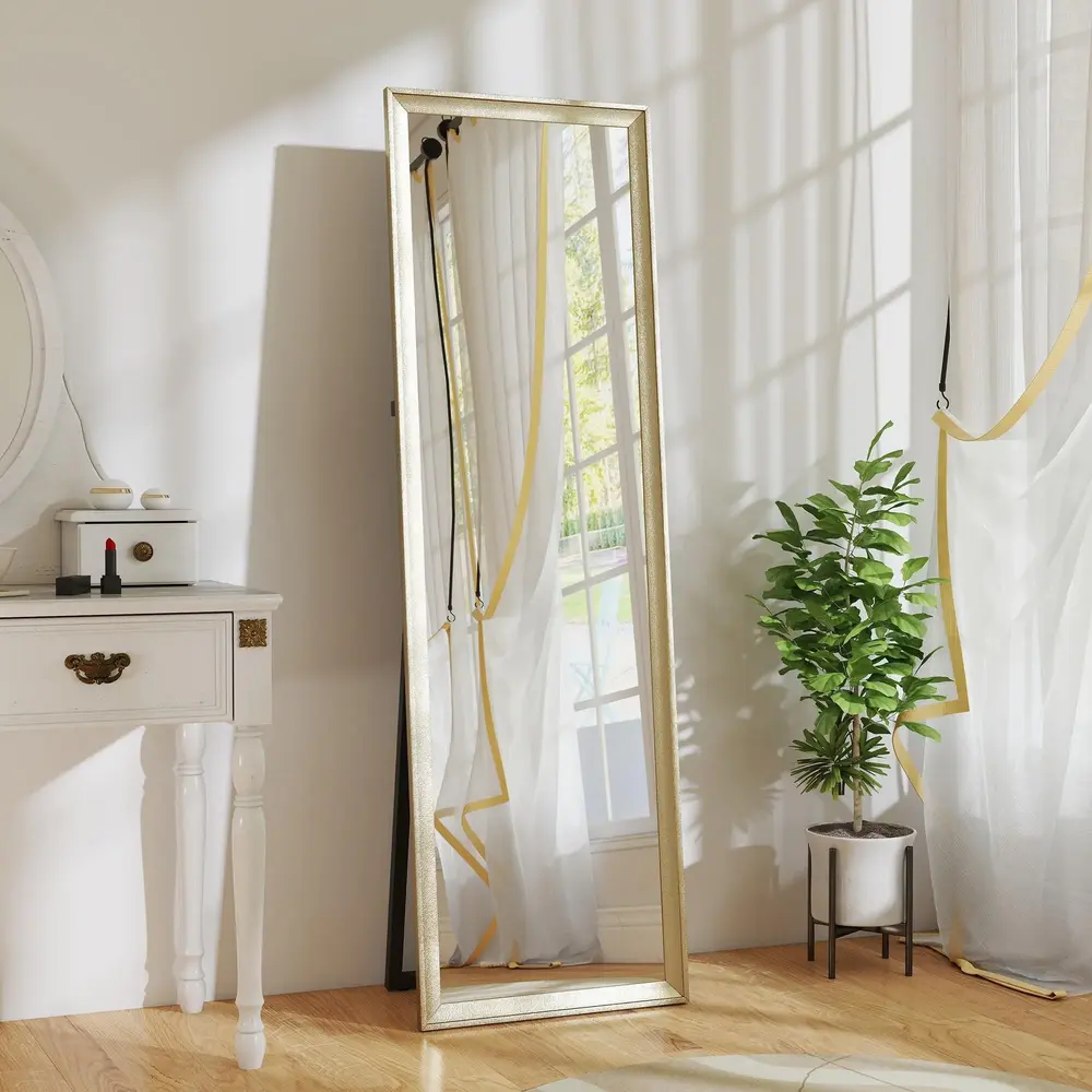 Hellängdsspegel med Flexibel Placering Guld 160x50 Cm