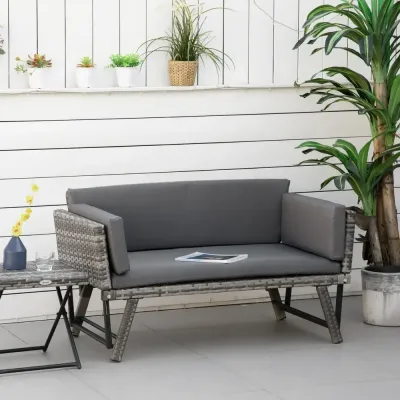 2-Sitsig Loungesoffa i Konstrotting med Fällbara Armstöd