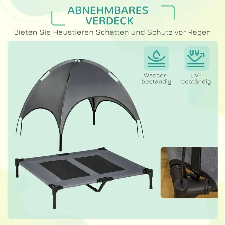 Andningsbar Hundsäng med Kapell Tafttyg 92 x 76 x 90 cm