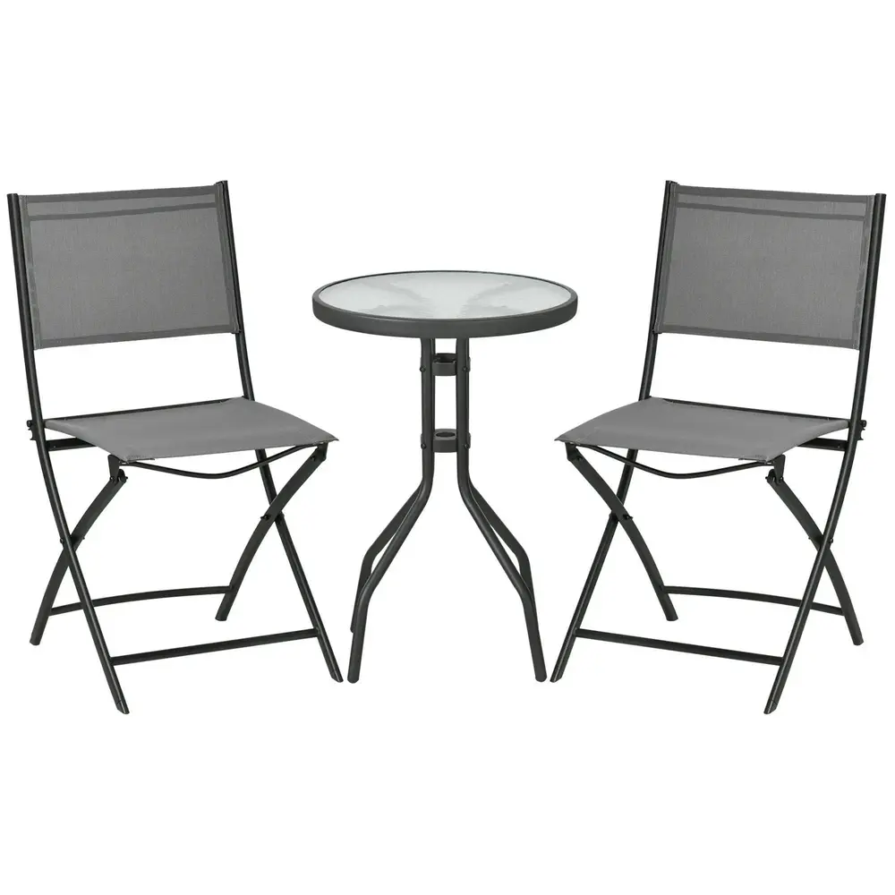 Bistroset i Metall 3 Delar Kompakt Balkonggrupp med Bord