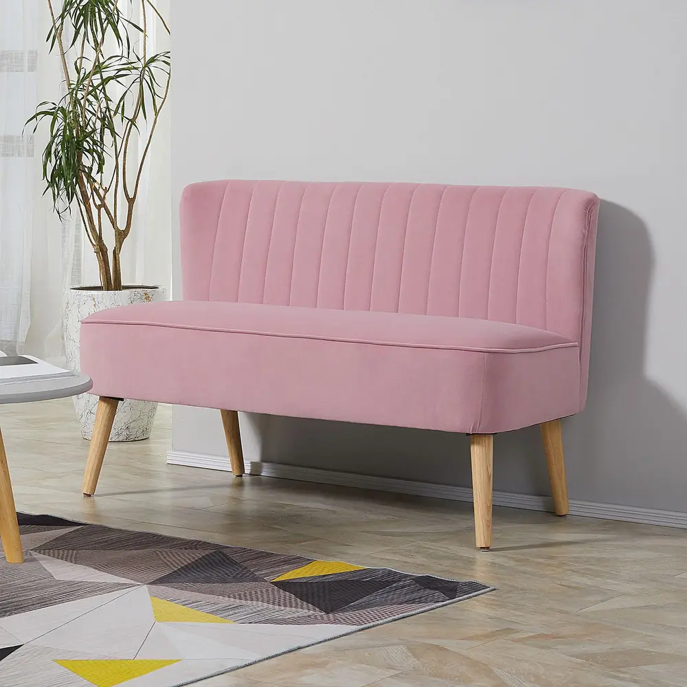 Soffa 2-sits Tyg Soffa Soffa Stoppad Lounge Soffa Bred Rosa
