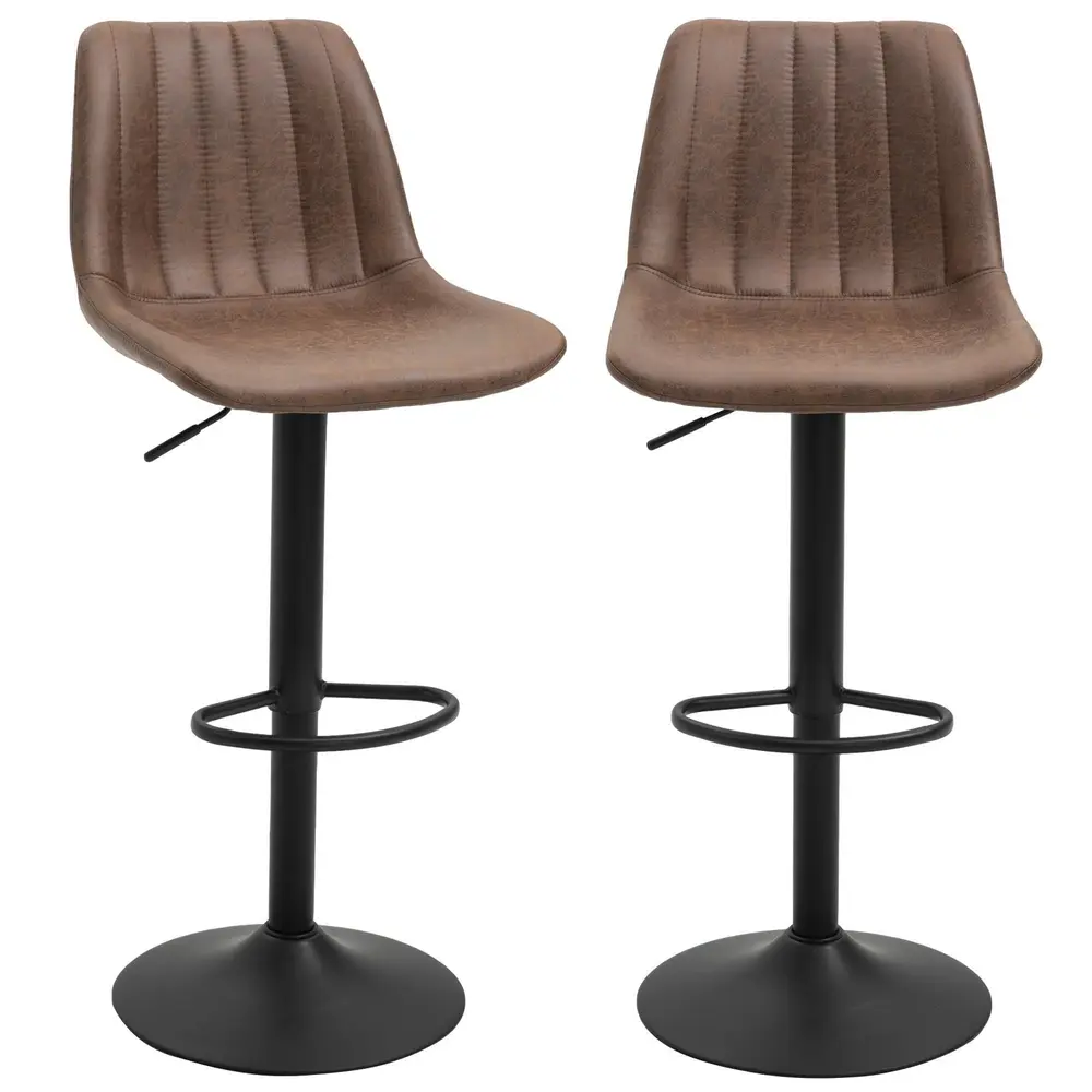 Barstolar Köksstolar Set om 2 Brun av 43 x 46,5 x 89-110 Cm