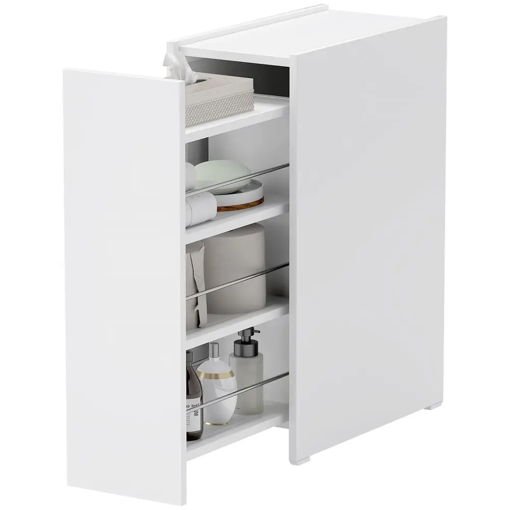 Badrumsskåp Sidoskåp Smalt med Hjul Vit 47 x 25 x 66,5 Cm