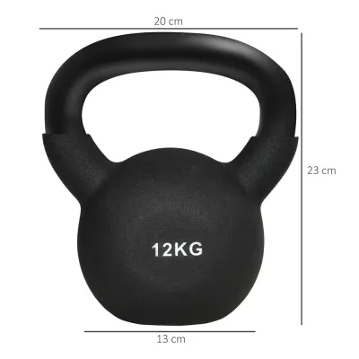 Kettlebell i Stål med Plastbeläggning 12 kg, Svart