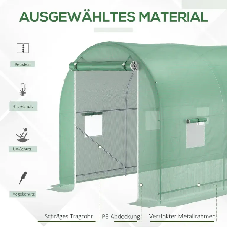 Tunnelväxthus med Fönster 500 x 200 x 210 cm
