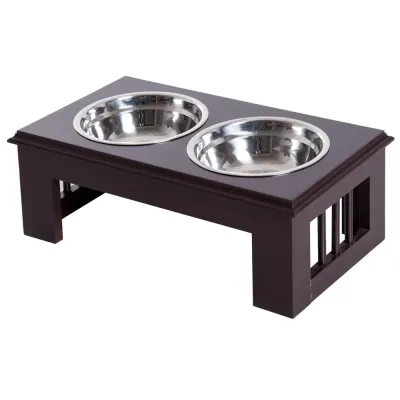 Hundskål Set 2 Foderskålar Rostfritt Stål 44 x 24 x 15 cm