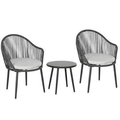 Bistroset i Rotting 2 Stolar 1 Bord 65 x 63 x 80 cm