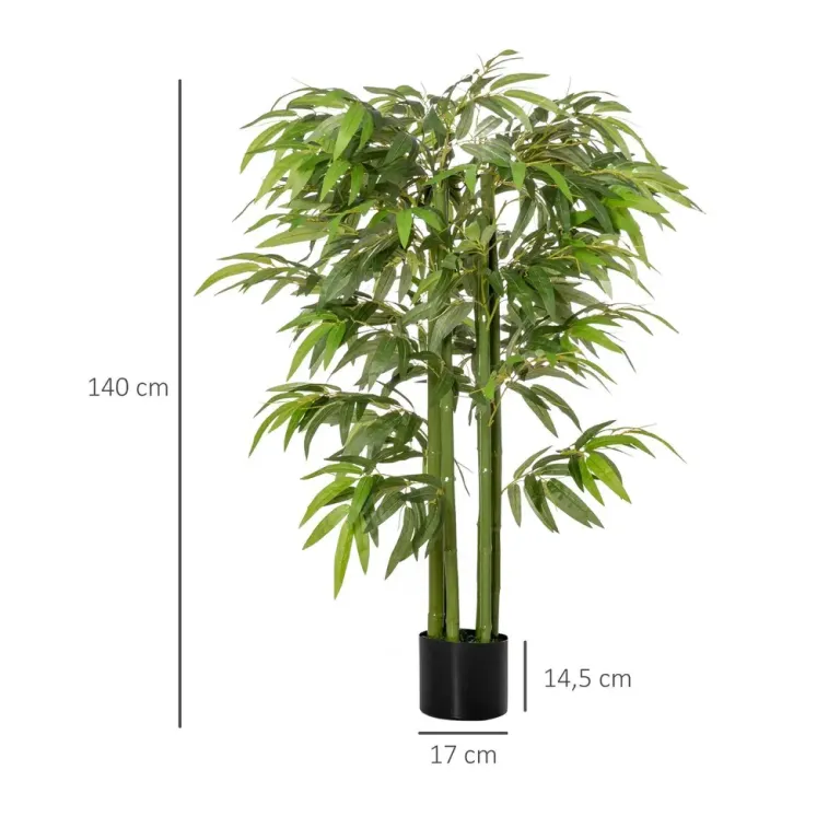 Konstgjord Växt Bambu Konstträd i Kruka Grön 140 cm