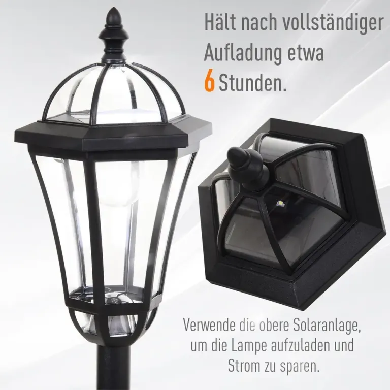 2-Delad Solar Gatubelysning LED IP44 ABS Ø18,5 x H129 cm Stolpe