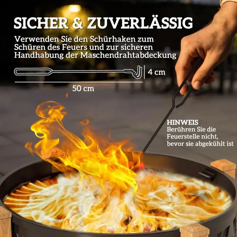 2-i-1 Eldskål med Gnistskydd Poker och Grillgaller Ø75 cm Eldstad