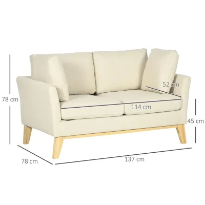 2-Sits Soffa i Tyg Klädd 137 cm Beige