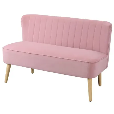 2-sits Soffa i Tyg med Mjuk Stoppning, Rosa Tvåsitssoffa