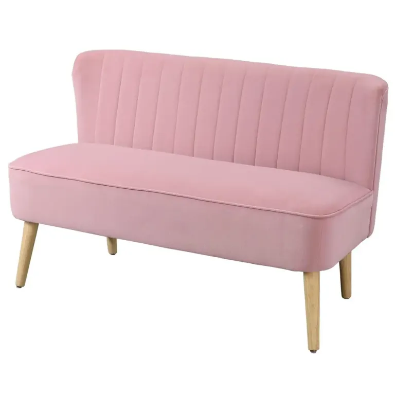 2-sits Soffa i Tyg med Mjuk Stoppning, Rosa Tvåsitssoffa