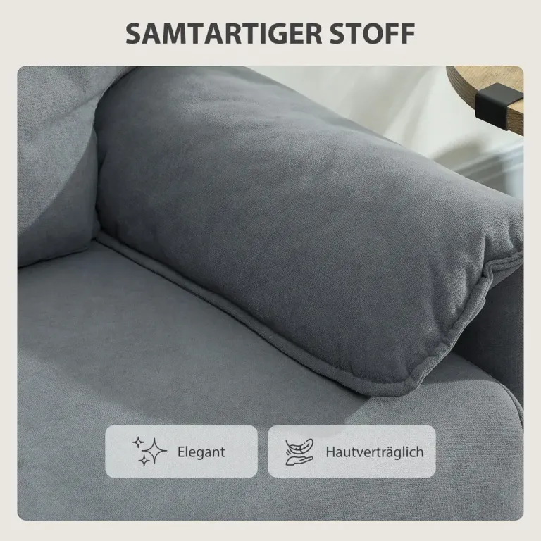 2-Sits Soffa Tjocka Kuddar Sammetsöverdrag Stoppad Sammetstyg