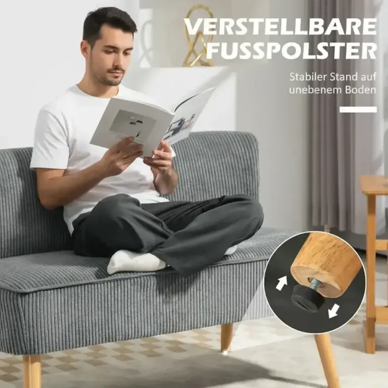2-Sits Stoppad Soffa Trä Loungesoffa Elegant Scandi Design