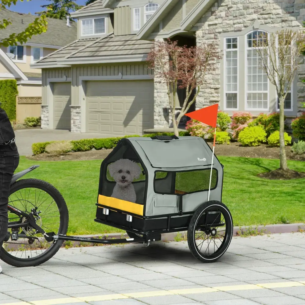 Hundcykelvagn 3-i-1 Grå av Oxford Tyg för Små Hundar