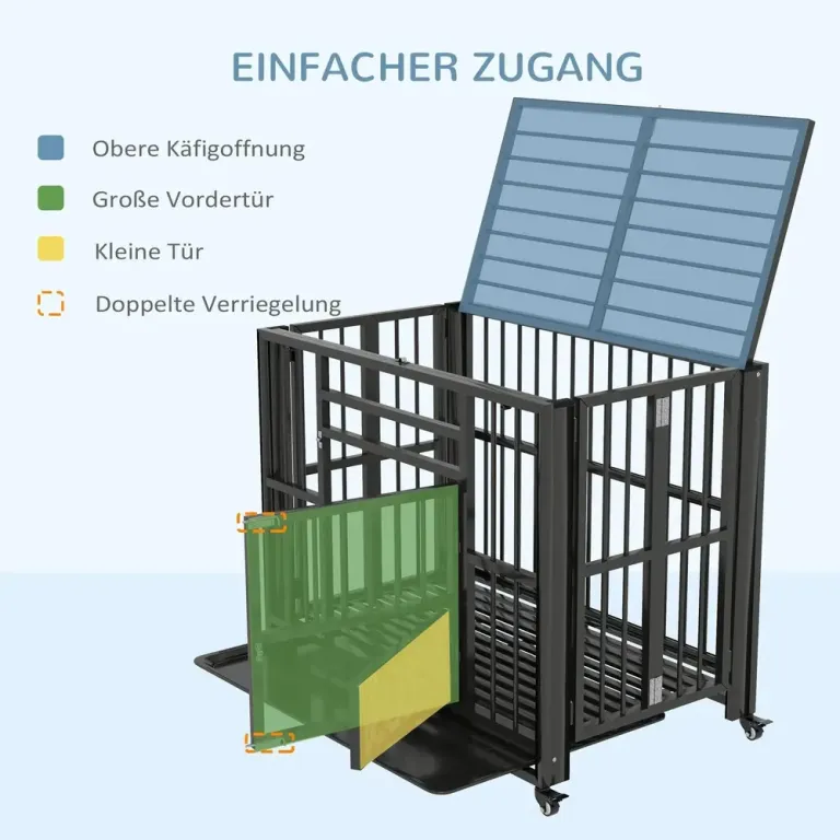 Hundbur Transportbur Svart av Stål 94 x 58 x 78 cm