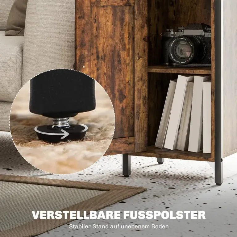 Sidobord med Skåp och Öppna Hyllor Rustik Brun