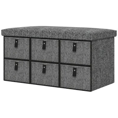 Skobänk Garderobsbänk 6 Lådor Mörkgrå 76,5 x 38 x 38 cm