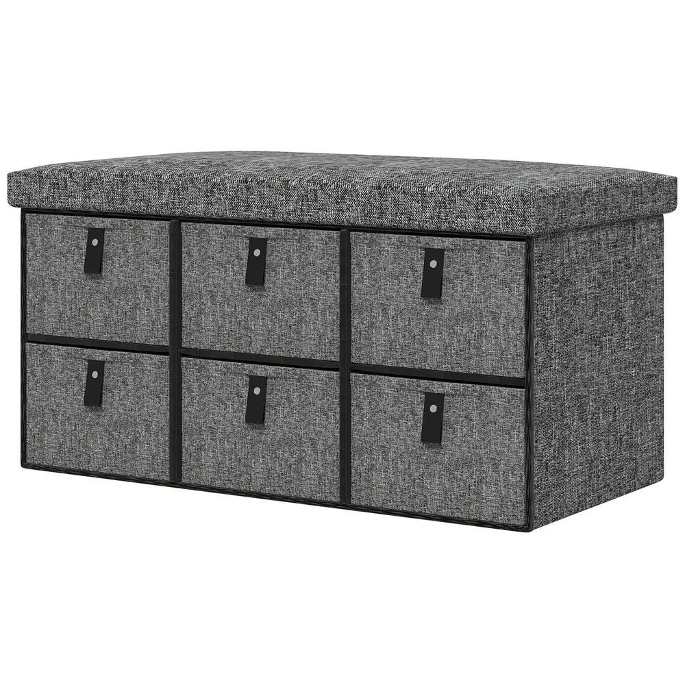 Skobänk Garderobsbänk 6 Lådor Mörkgrå 76,5 x 38 x 38 Cm