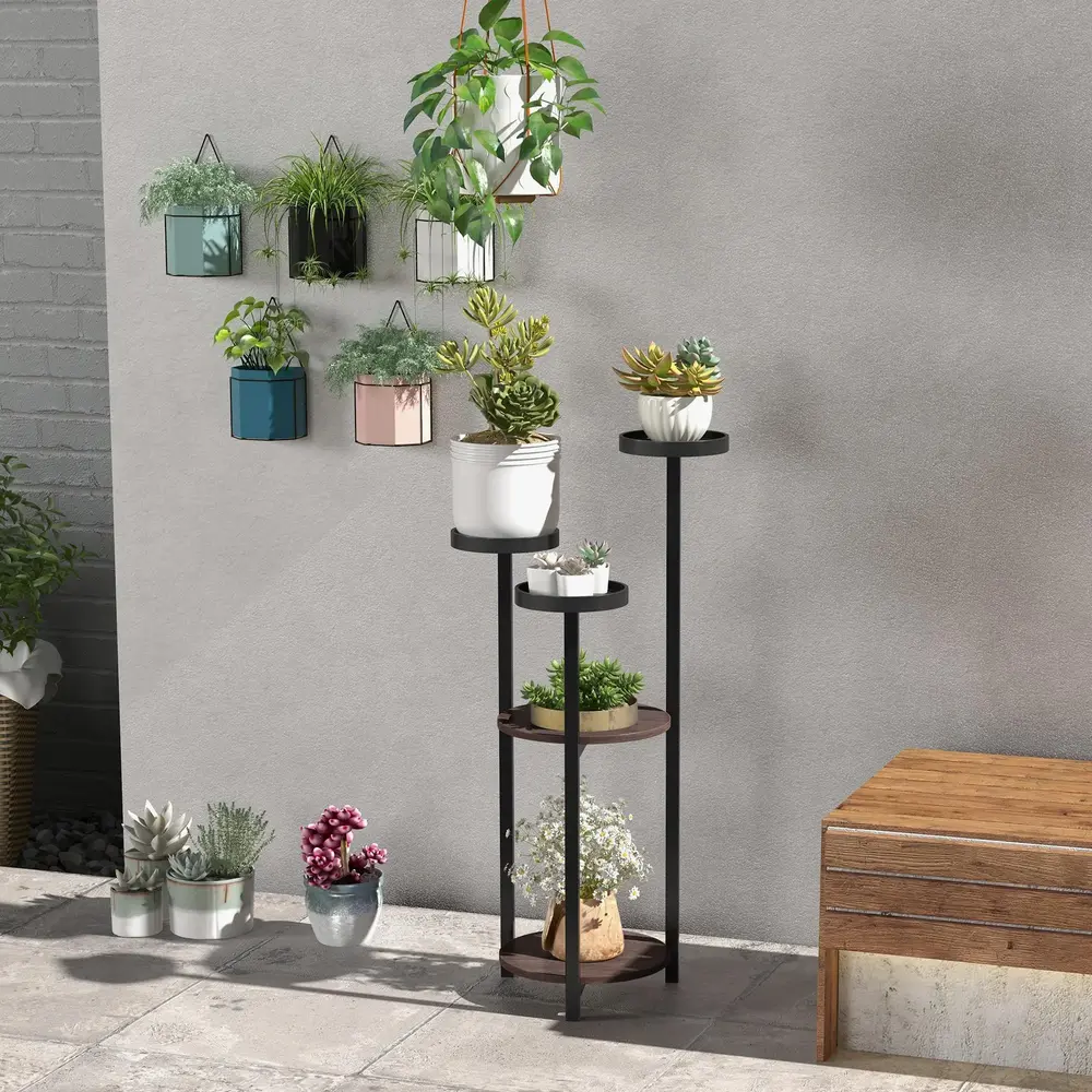 Växtställ Blomhylla Brun av Trä 5 Plan 28 x 28 x 87 Cm