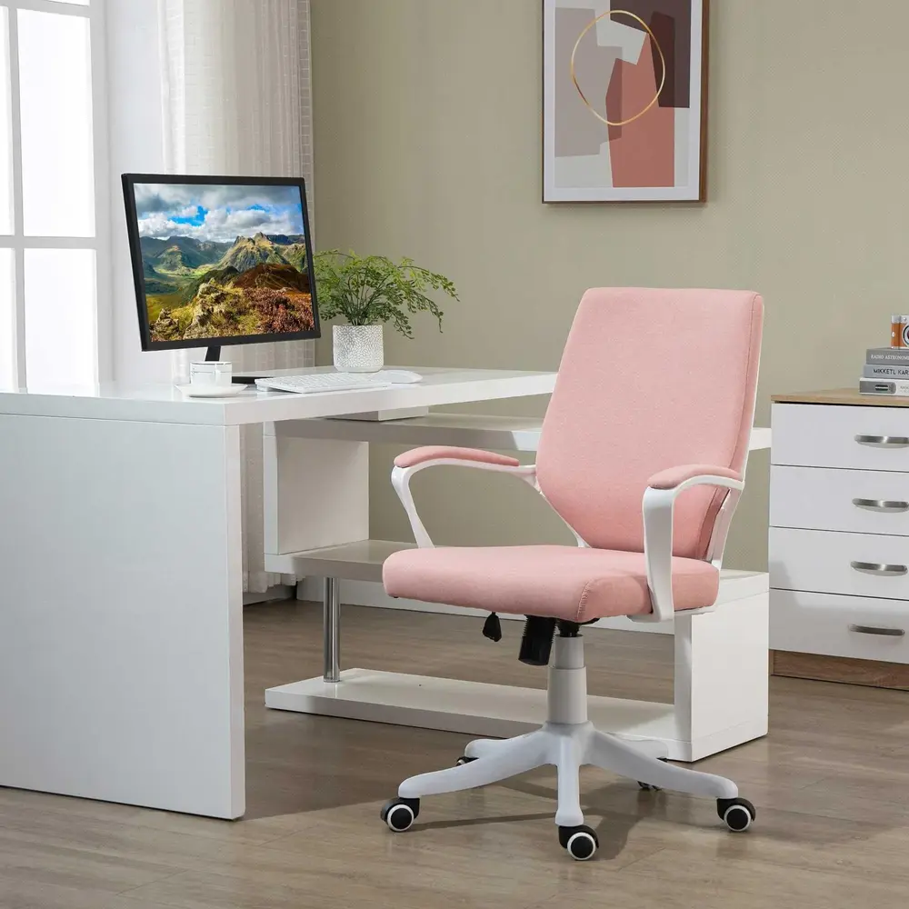Ergonomisk Gamingstol i Rosa Kontorsstol med Svankstöd