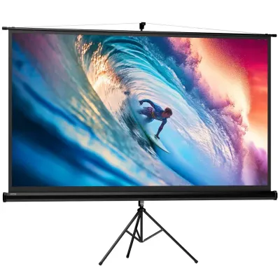 Projektorduk med Stativ HD 4K 221 x 124 cm, Svart