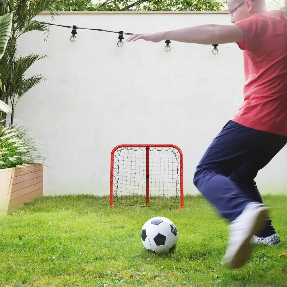 Fotbollsmål Rebounder Röd av Metall och Nät 63 x 63 Cm