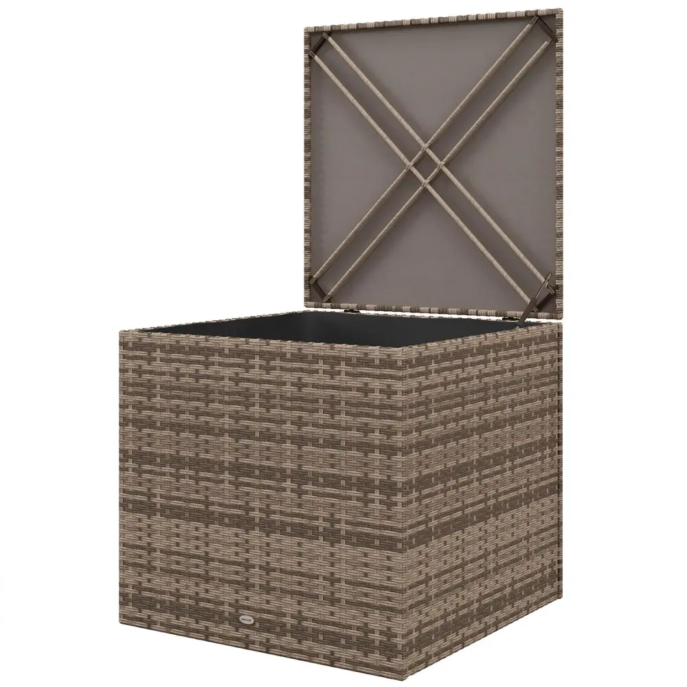 Polyrattan Förvaringslåda med Tyginredning 75 x 75 x 70 Cm