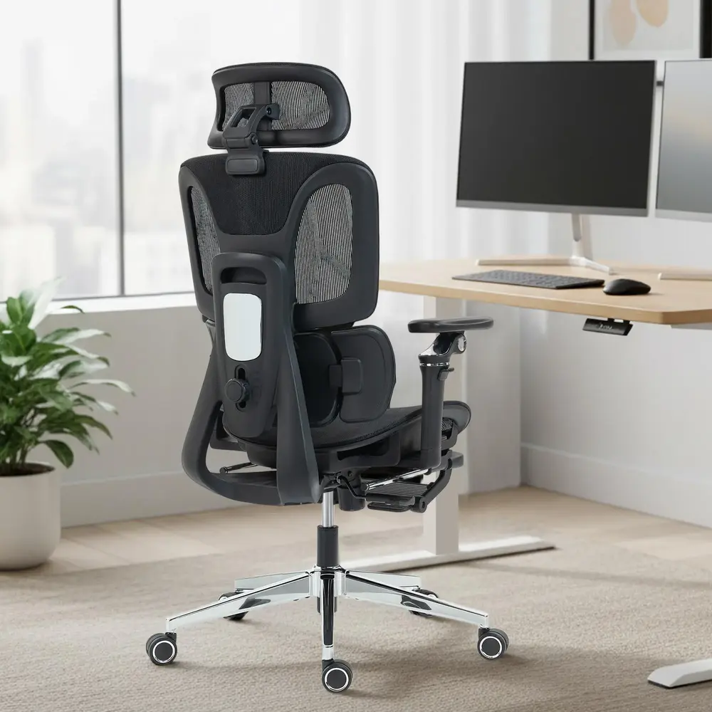 Kontorsstol Ergonomisk Svart Mesh och Plast för Hemmakontor
