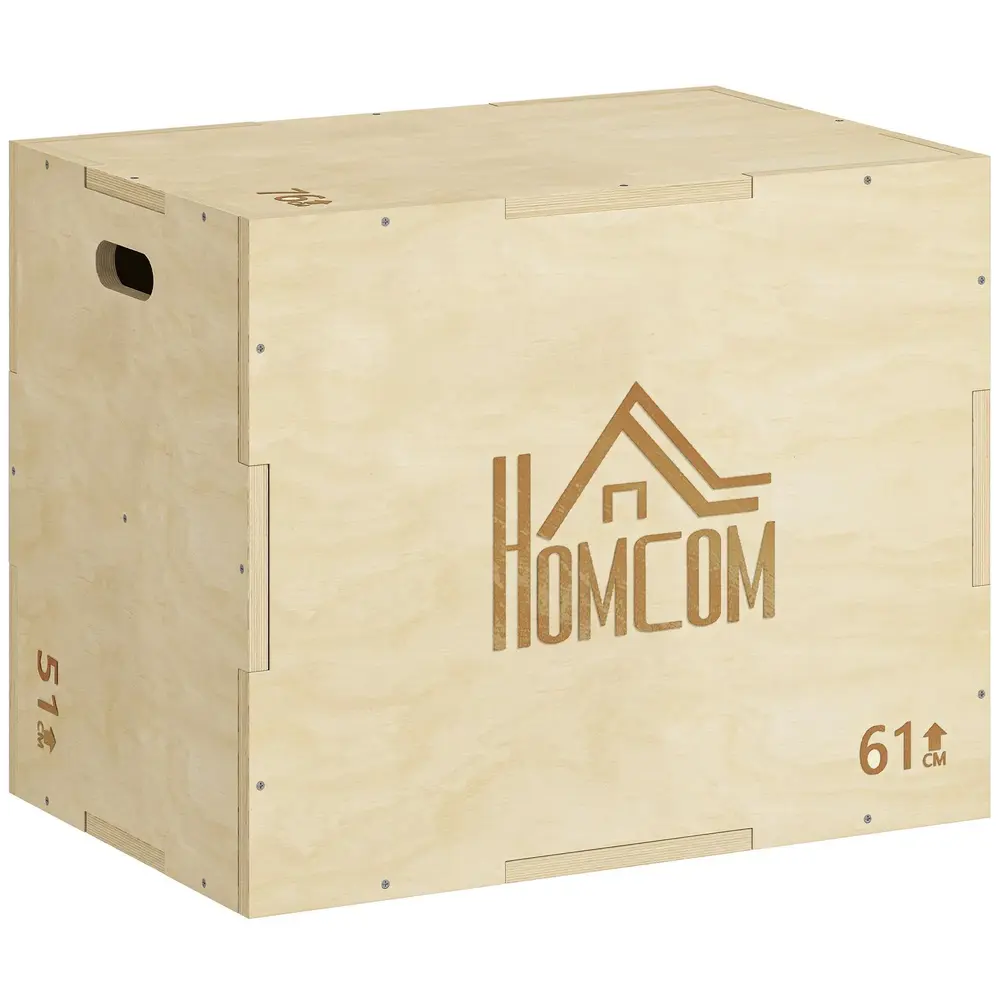 Plyobox Natur Trä för Gym och Hemmaträning 61 x 51 x 76 Cm