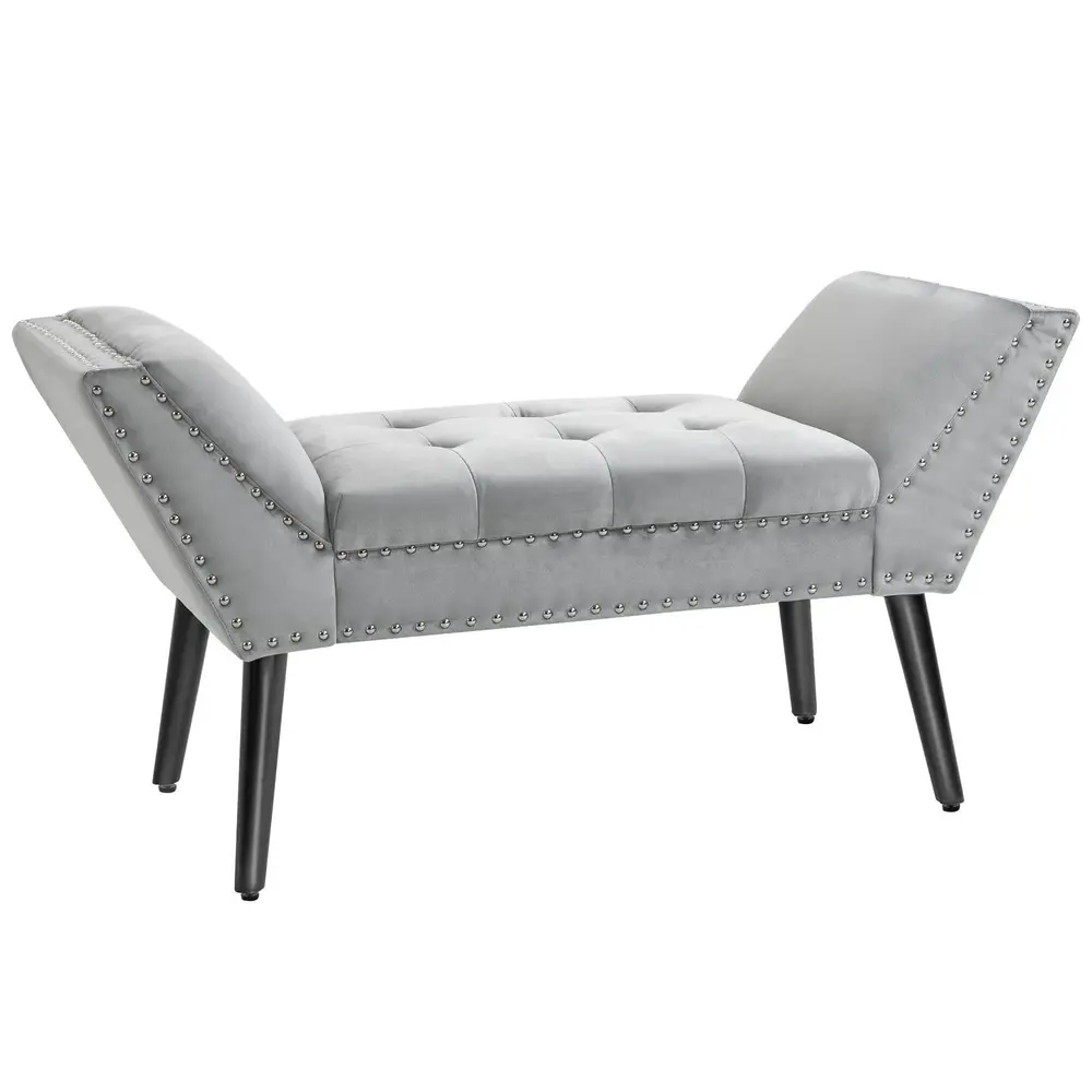 Klädd Sängbänk i Sammet Elegant Sittbänk 114 x 46 x 56 Cm