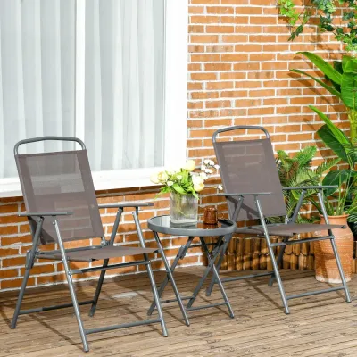 Bistroset Trädgårdsmöbler 3-Delar Brun av Metall Set